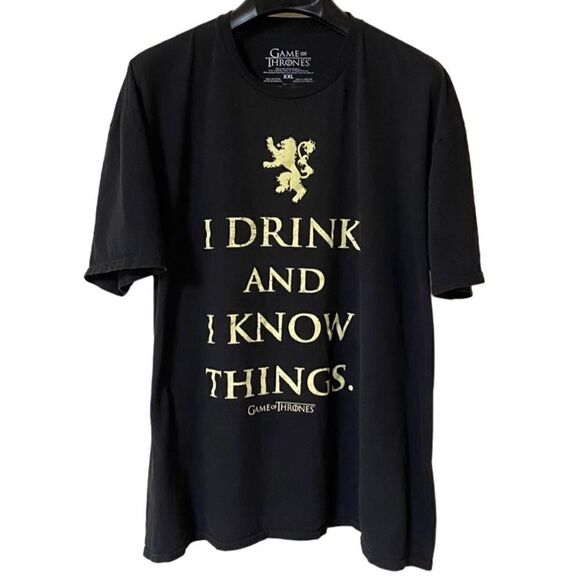 Game of Thrones Official Women’s Black Drink and Know Things Graphic Shirt XXL - Picture 1 of 8